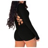WDIRARA Women's Long Sleeve Bodysuit Shorts Square Neck Bodycon Romper