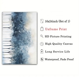 Abstract Blue Tree Wall Art Indigo Blue Pictures Forest Tree Canvas Wall Art Abstract Nature Painting for Home Decor Watercolor Tree Print Blue Forest Painting Abstract Tree Artwork 16x24inch No Frame