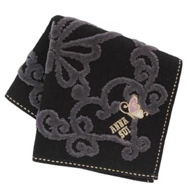 Anna Sui 109482-0009-03 Towel Handkerchief Ornament (Gray), Women's Towel, Hand Towel, Approx. 9.8 inches (25 cm)