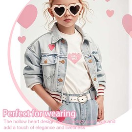 XUZOPIM Pack of 2 Children's Belts Girls Children's Belts Girls PU Adjustable Heart Buckle Waist Belt Heart Buckle Leather Girls Belt Children's Belt