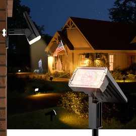 BITPOTT Large Panel Solar Spot Lights Outdoor, [58 LED/3500K/3 Modes] Solar Flood Lights Waterproof IP67, Auto On/Off, 2-in-1 Wall Light Outdoor Light for Tree Yard Garden Pathway, 2 Pack