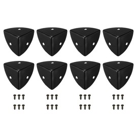 sourcing map 8 Pcs Decorative Box Corner Cover, 28mm Metal Edge Guard, Furniture Corner Edges Protector with Screws, Black