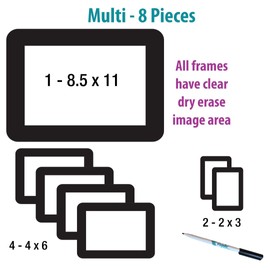 Fodeez Frames 8pc Full Set Peel & Stick Picture Frame Non Mirror for Bedroom, Dorm, Office, Kitchen with Cute Aesthetic for Any Room Home Decor - solid black.