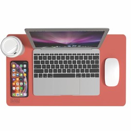 BLACK+DECKER Small Travel Desk Mat, Office Desk Pad, Computer Mat, Laptop Pad for Mobile Office, Computer Furniture Protector, Compact for Carry-On Bags, Ideal for Travel & Work (12"x 20"), Coral