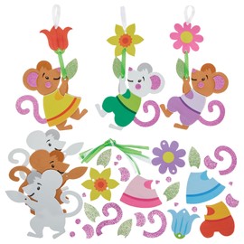 Baker Ross FN377 Springtime Mice Mix & Match Decoration Kits - Pack of 6, Spring Decoration Arts and Crafts for Kids