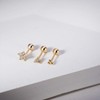 Set of 3 Single Studs in Sterling silver 925 Rhodium