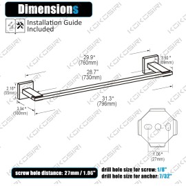 32 Inch Towel Bar Bath Towel Holders Bathroom Towel Rack Tow