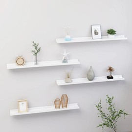 TREATLIFE HOME 4-Piece Wall Shelves High Gloss White, Durable MDF for Storage and Decoration, 31.5" x 3.5" x 1.2"