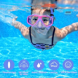 KUYOU Youth Snorkel Set for Ages 7-16 - Anti-Fog Mask, Full Dry Top Snorkel, Adjustable Fins - Premium Quality, Comfortable and Durable Set for Teen Snorkelers (Violet)