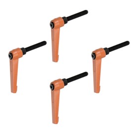 sourcing map 4pcs Adjustable Clamping Lever Handles M8 x 40mm Male Thread Bolt Knobs Rotating Screw Locking Quick Release Ratchet Push Button Handle, Orange
