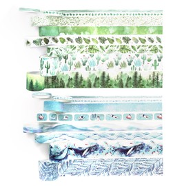 16 Pieces Of Hand Stickers, Washi Tape Set, Washi Tape Green, Wide Washi Tape, 3 Cm Washi Tape, Decorative Tape Sheets, Colored Washi Tape, Washi Tape Can Be Written On, Decorative Masking Tape