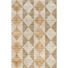 nuLOOM Zayla Bohemian Machine Washable Area Rug - 4x6 Machine Washable Indoor/Outdoor Area Rug Bohemian Beige/Light Rust Rugs for Living Room Patio Deck Front Porch Kitchen