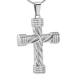 Cremation Jewellery for Ashes Cross Memorial Urn Necklace Pendant Keepsake Religious Cross Ash Jewellery with Mini Keepsake Urn Memorial Ash Jewellery, Stainless Steel, No Gemstone