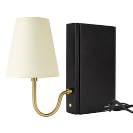 AELS Wooden Bookshelf Lamp with Bulb, Table Lamp with Linen Shade, 3-Color Dimmable Touch Control, Modern Decorative Bookend, Book Sconce for Office Home Bedroom Bookshelf, Black