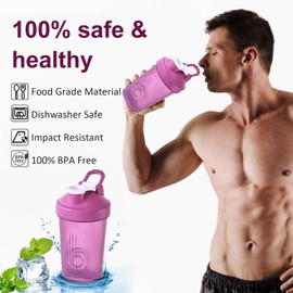 BAOSROY Protein Shaker, 2 x Shaker Protein Shaker, 400 ml Protein Shaker, Shaker for Protein Powder, Protein Shaker Bottle, Fitness Shaker, Protein Shaker Bottle, Protein Shaker with Screw Cap