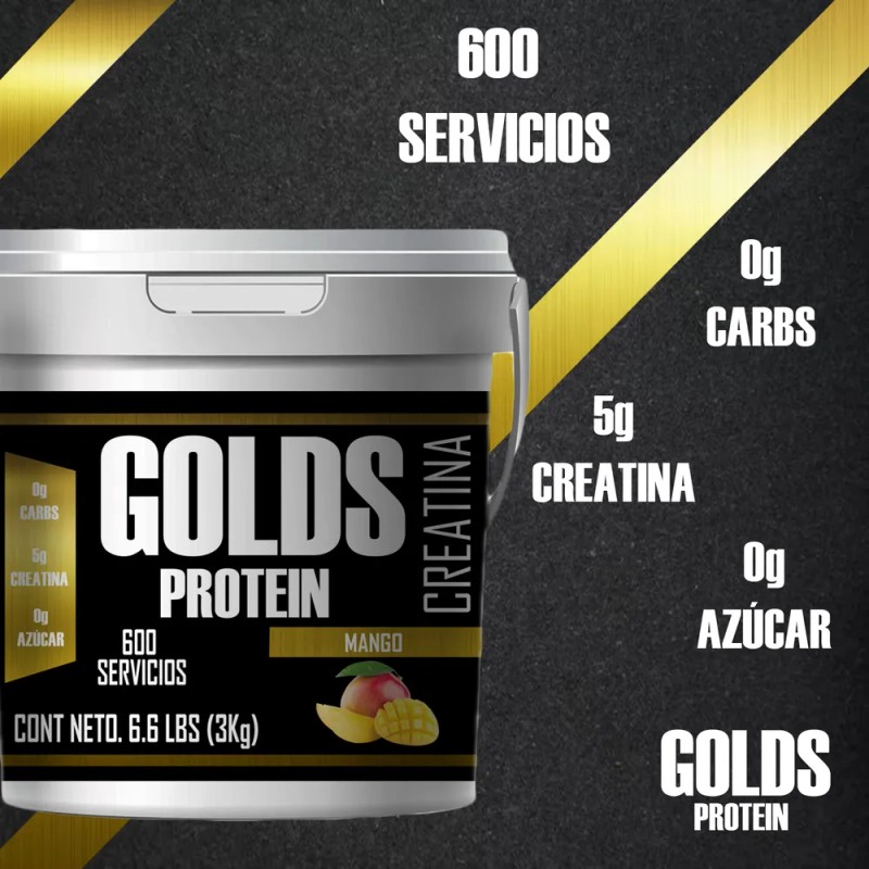Creatina Monohidratada 3kg En Polvo Golds Protein 600servis
