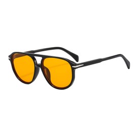 YAMEIZE Retro Style Pilot Double Bridge - Sunglasses for Women Men Classic 70s Round Sunglasses Shade Stylish Eyewear Driving