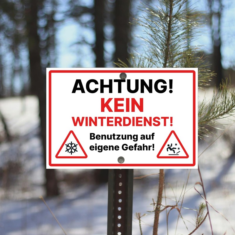 Achtung Kein Winterdienst Sign 20 x 30 cm Weatherproof Aluminium