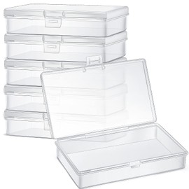 Jetec 6 Pieces Mini Plastic Clear Beads Storage Container Box for Collecting Small Items, Beads, Jewellery, Business Cards, Play Pieces, Crafts (5.2 x 3 x 1.2 Inches)