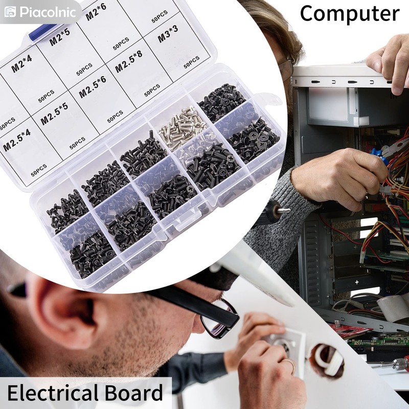 500PCS M2 M2.5 M3 Laptop Notebook Computer Replacement Screws Kit,