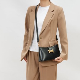 Soft Leather Hobo Handbags for Women Small Underarm Shoulder Bag Ladies Crossbody Purse Small Cresent Bags, Black