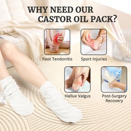 Castor Oil Pack Wrap for Feet, Plus Size Castor Oil Socks for Women Feet Arthritis and Feet Tingling Cracking, Polar Fleece Sleep Socks White(Oil are Not Include)