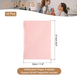 PATIKIL 12 Pack Binding Covers, A4(11.8x8.5 Inch) 22 Mil Plastic Notebook Covers Sheets with Binding Comb for Book Report Presentation, Pink