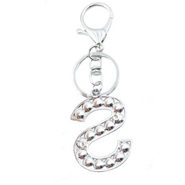Xsclpomddy Alphabet Letter Key Ring Cute Key Ring Glitter Stones Silver Keychain for Bag Charm, s