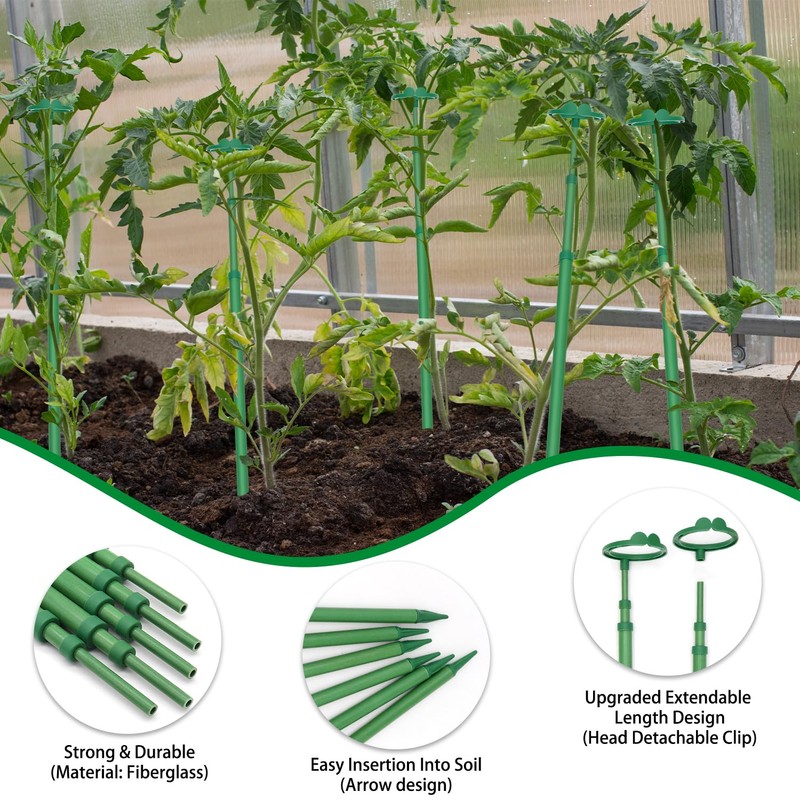 Extendable Plant Stakes, Length Scalable from 17.9IN to 42.3IN Plant