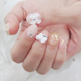  CD Ribbon Homemade Nail Tips ✨ - Long Round /  CD리본 수제네일팁 ✨ - 롱라운드
