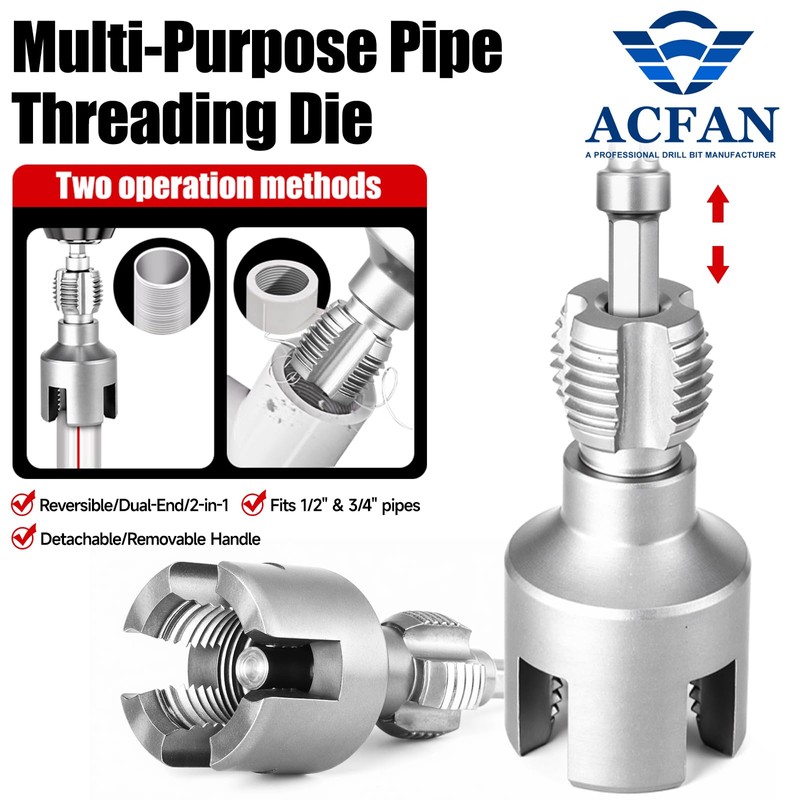 ACFAN Pipe Threading Tool for Internal & External Threads Dual