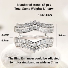 Newshe Dainty Ring Enhancer for Engagement Rings 925 Sterling Silver Cz rings for Women Size 8