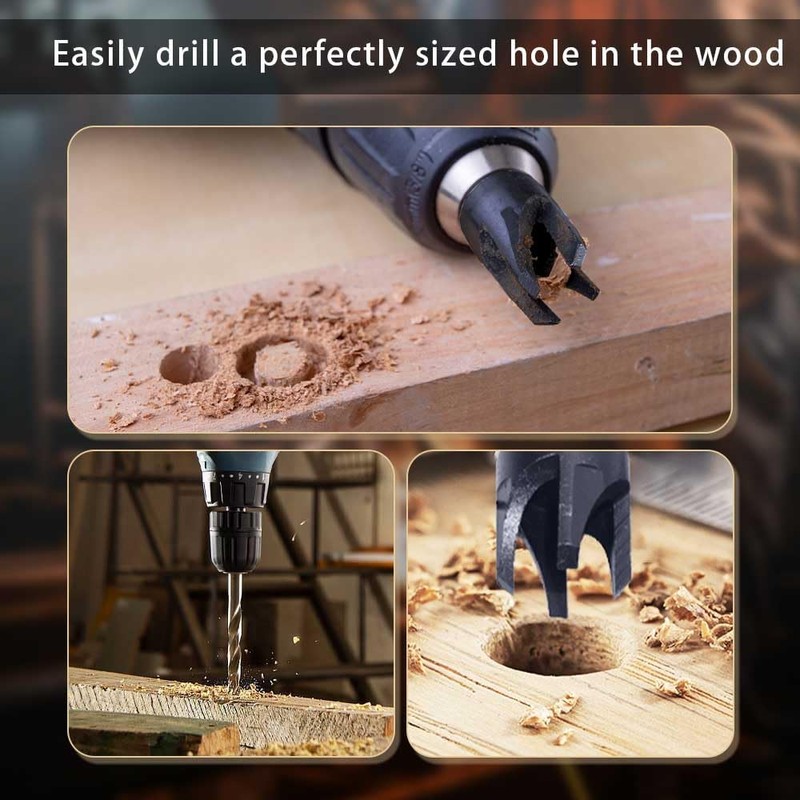 8 Pack Plug Cutters for Woodworking - Straight and Tapered