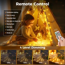 btfarm 10M 100LED Fairy Lights Plug in with Remote, Timer Copper Wire Lights Mains Powered, 8 Modes Christmas String Lights for Indoor/Outdoor, Tree, Bedroom, Wedding, Garden Decoration (Warm White)