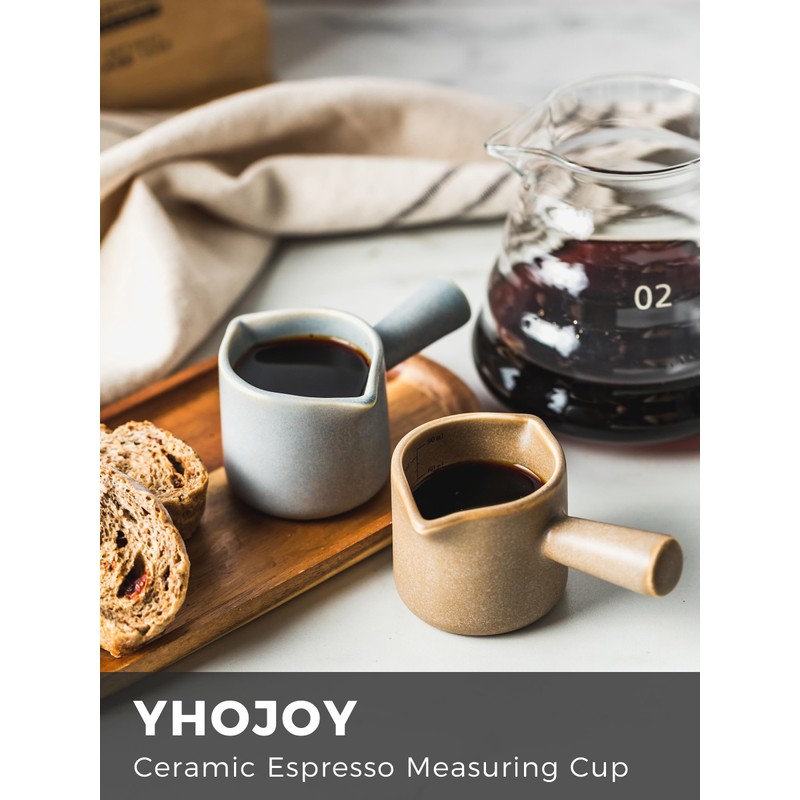YHOJOY Espresso Cups Ceramic, Espresso Measuring Cups with Dual Measurement