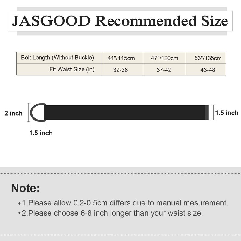 JasGood Men's Canvas Belt, Woven Casual Belt, 3.8 cm Wide,