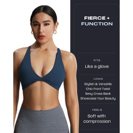 Aoxjox Women's Workout Sports Bras Fitness Backless Padded Sienna Low Impact Bra Yoga Crop Tank Top (Blueberry, Small)