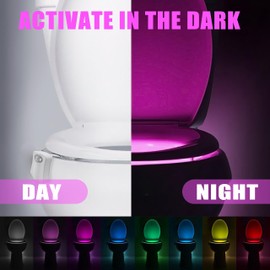 WYDDDARY Toilet Night Light 8 Colors Changing Night Light for Toilet LED Motion-Activated Toilet Bowl Illuminate Nightlight for Home, Hotel, Restaurant