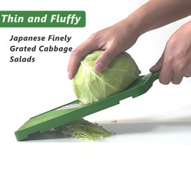 RCOAIMT Fixed Thickness Vegetable Slicer – Ultra-Thin Cabbage Shredder for Salads, Jicama Tacos, Onion, Potato Chips – Fine Fluffy Cuts Mandoline Kitchen Tool(Green)