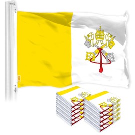 G128 10 Pack: Vatican City Flag | 3x5 Ft | LiteWeave Pro Series Printed 150D Polyester | Country Flag, Indoor/Outdoor, Vibrant Colors, Brass Grommets, Thicker and More Durable Than 100D 75D Polyester