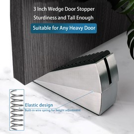 Actvty Large Door Stopper - Heavy Duty Door Stop Wedge Tall Door Stoppers for Bottom of Door, 3 Inch High Door Stop Stainless Steel Spring-Loaded Door Wedge Suits Any Heavy Door (2 Packs)