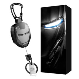 CXIBIKL Retractable Keychain, Badge Reel Keyring Keychain for Men Gifts, Heavy Duty Carabiner Badge Holder, Tactical ID Badge Reel with 29.5” Steel Retractable Cord, 8.0 oz 1-pack