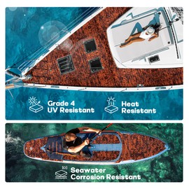 Fullfire Boat Flooring EVA Foam Decking Sheet, Camo Red Marine Flooring with Self-Adhesive Backing Non-Slip for Bass Boats Stairs Yacht Kayak RV Floor 94" x 24"