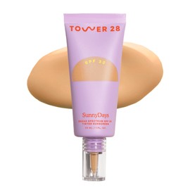 Tower 28 SunnyDays SPF 30 Tinted Sunscreen, 20 MULHOLLAND | 2-in-1 Foundation with Mineral Sunscreen Broad Spectrum UVA/UVB Protection | Light-Medium Buildable Coverage, Natural Finish | 1 Fl Oz