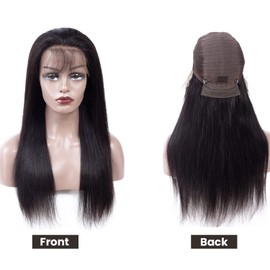 Ubetta Lace Front Wigs Human Hair Straight Lace Frontal Wig for Black Women, 13x4 Lace Front Wig Pre-plucked Hairline with Baby Hair 150% Density 10A Natural Black Hair 26 Inch Long Hair Wig