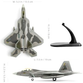 NUOTIE F22 Raptor 1/100 Scale Diecast Metal Fighter Jet Model Stealth Combat Airplane Air Force Aircraft Alloy Model with Stand for Adult Military Collections or Gift (FF 03049)