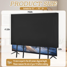 Outdoor TV Cover for 70” to 75”, Dust and Scratch Resistant Felt TV Screen Cover with Bottom Straps for LED, LCD, OLED TVS - Perfect for Home Moving Renovation or Other Furniture