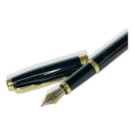 Noguez. Pluma Fuente, Estilográfica de Punta Fina, Estilo Clásico de Lujo, Tinta Estándar, Ideal para Estudiantes y Oficina de Negocios, Pluma de Firma. (0.5 mm.) (Pluma Fuente, Negro y Dorado)