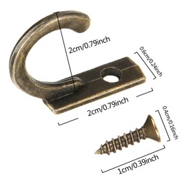 UIEEGPG 30 Pieces Small Single Key Hooks Wall Mounted Hanger Hooks Robe Hook with Screws for Decoration((Vintage Bronze)