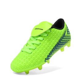 DREAM PAIRS Boys Girls Outdoor Soccer Cleats Football Shoes for Little/Big Kid,Size 3 Little Kid,Neon/Green/Black,MEGA-2K